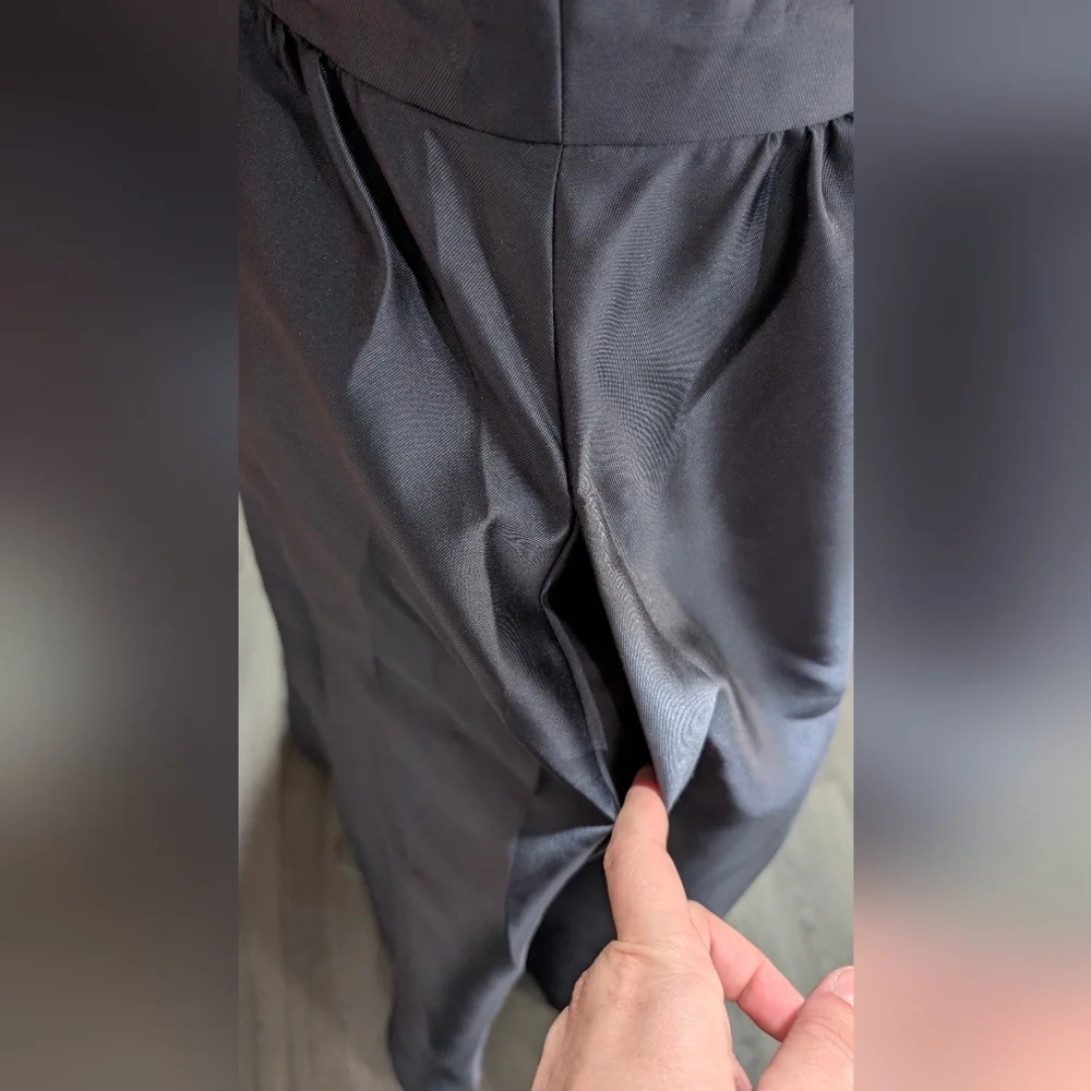 Slate Blue Mikado A-Line Gown - Picture 4 of 4
